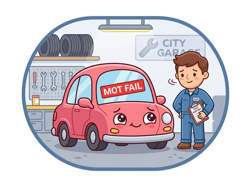 Illustration of mot failure car collection service by Scrap Car SW6 Fulham